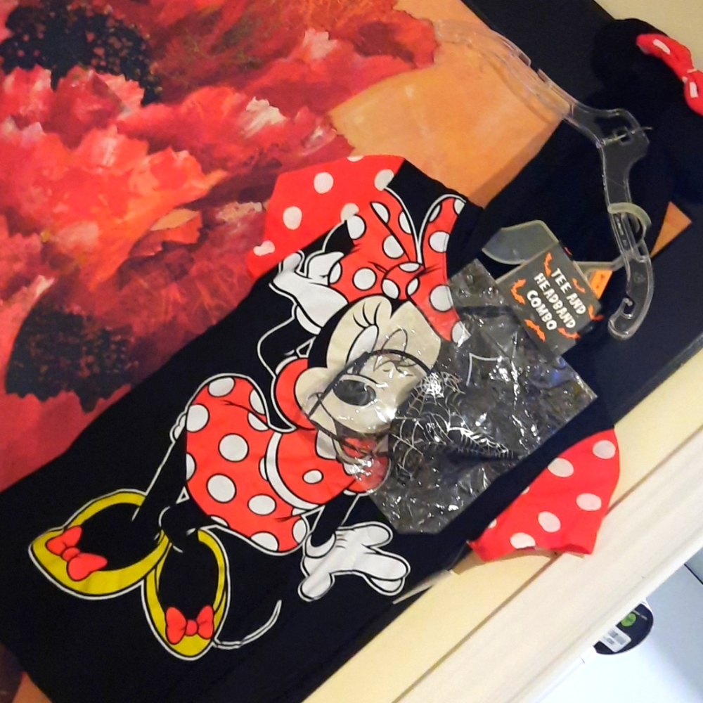 🎃NWT JUNIORS S 3-5 Official DISNEY HALLOWEEN MINNIE EARS Tee 🧙‍Witch Headband